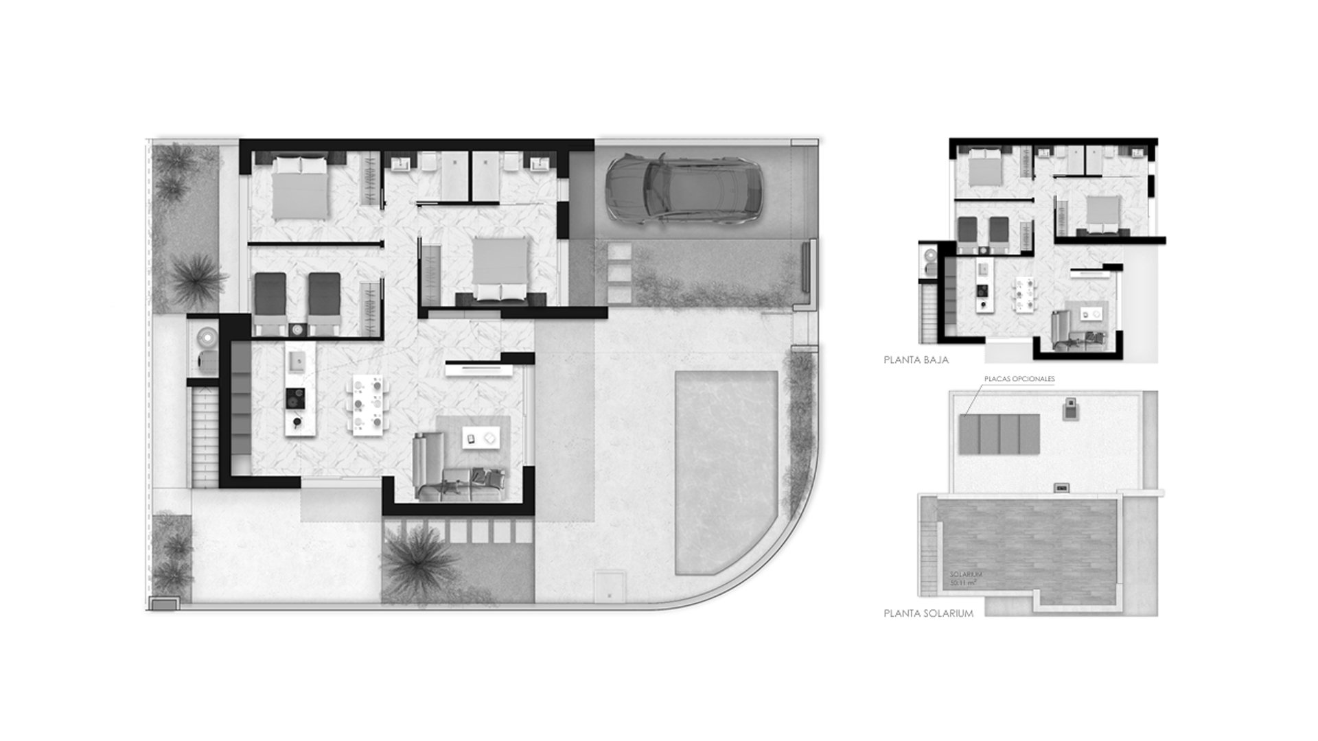 Villa floor plan, 3 bedrooms in Lo Marabu Villas No. 6